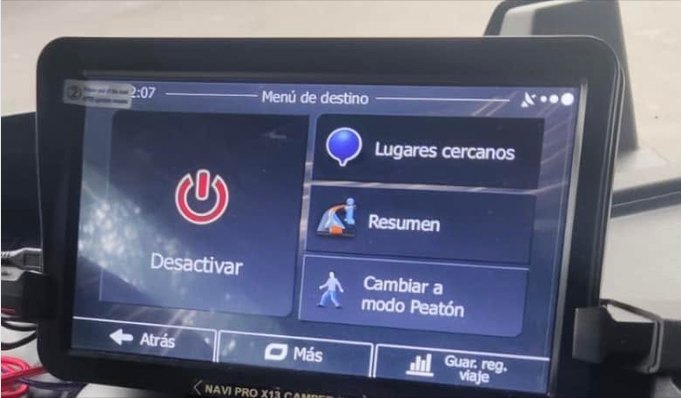 Navi Pro X13 Camper, men&uacute; de destino