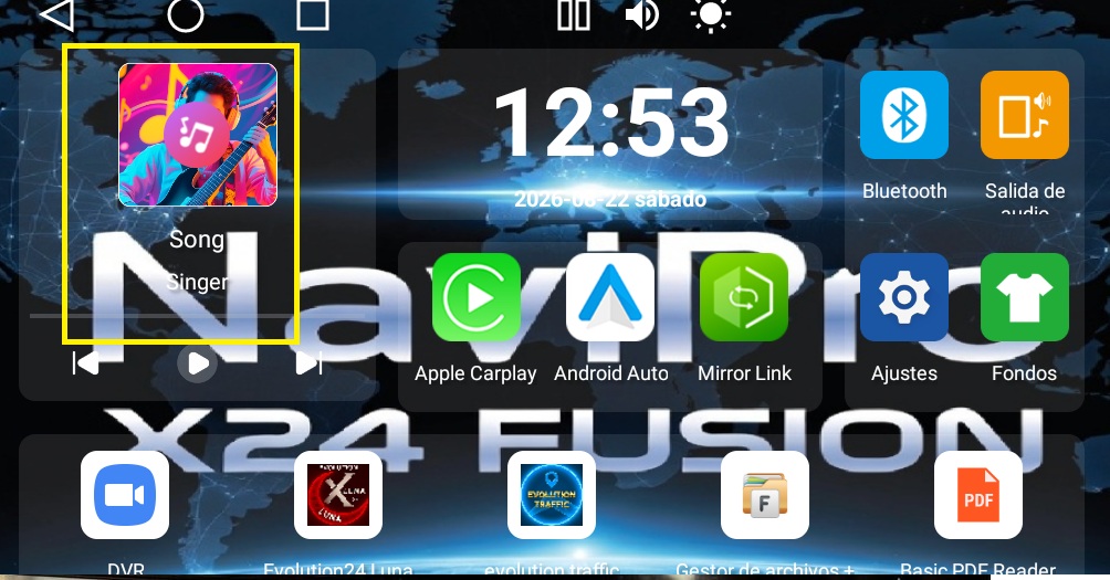 El reproductor de la pantalla principal