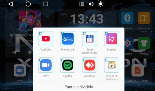 Elija las dos aplicaciones y pulse Pantalla dividida