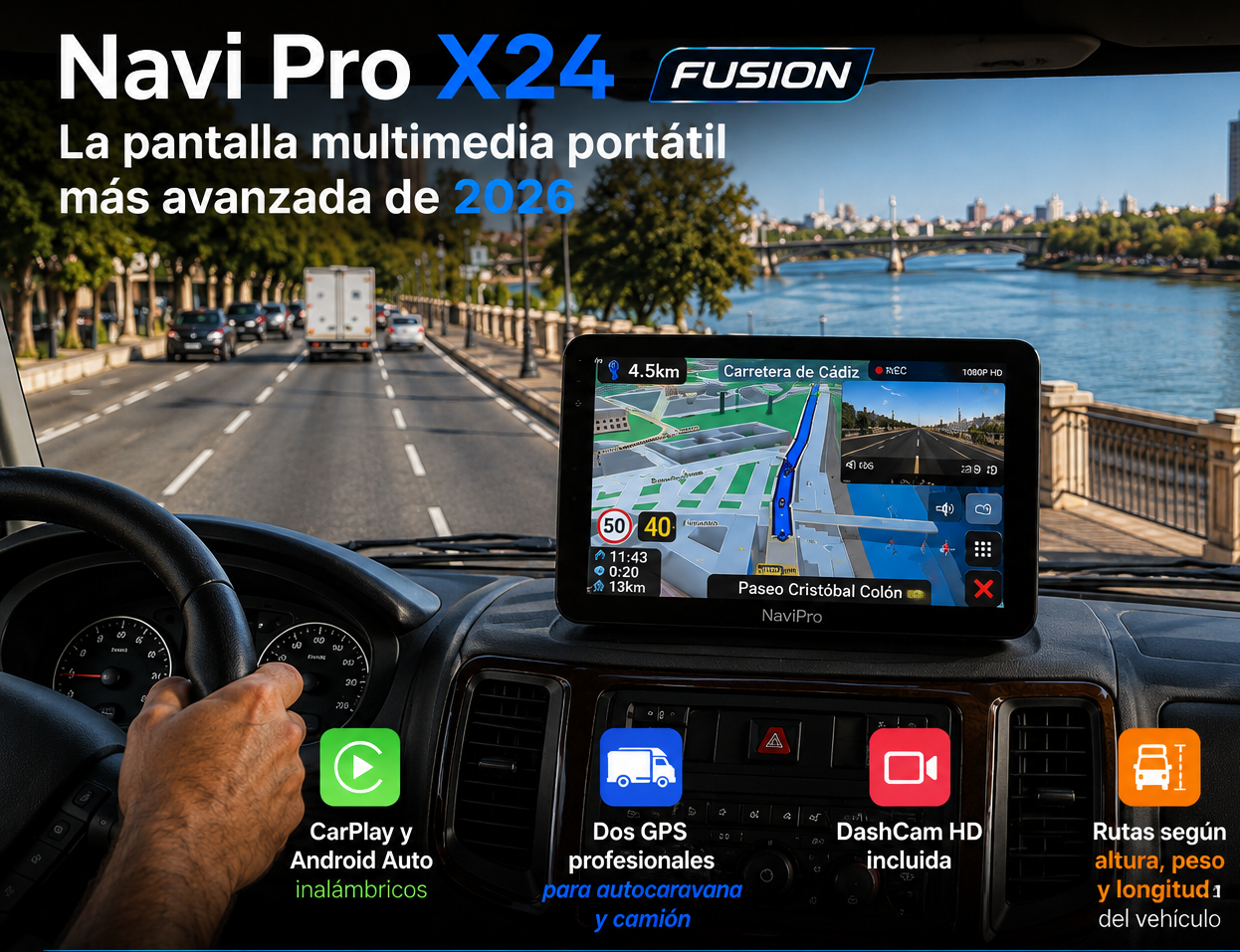 Navi Pro X24 Fusion 9 con Dashcam