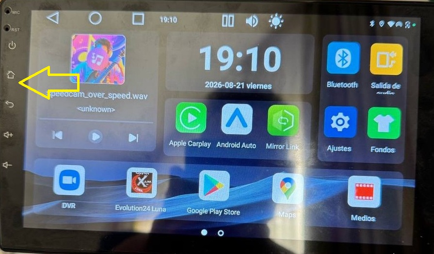 Primera p&aacute;gina de la pantalla principal, en horizontal