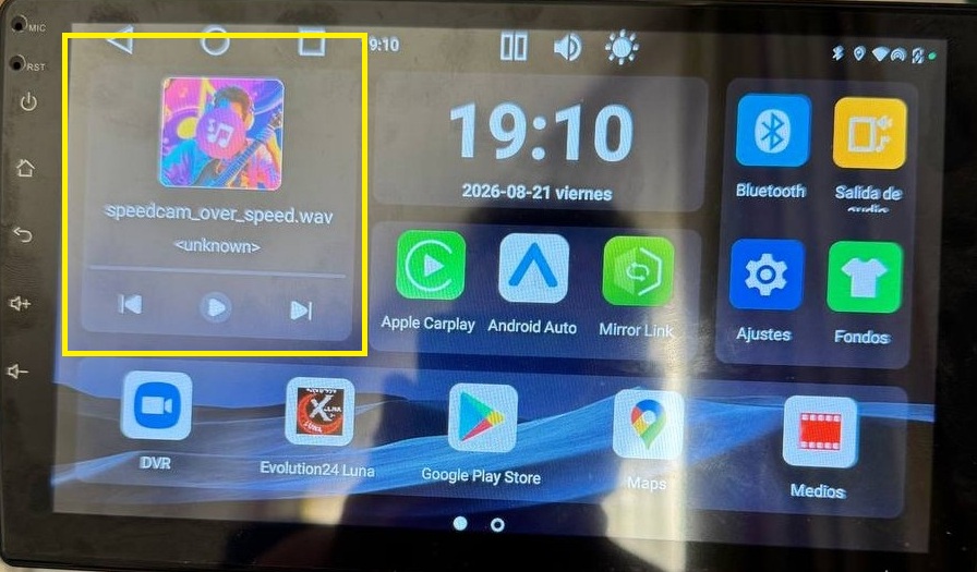 El reproductor de la pantalla principal